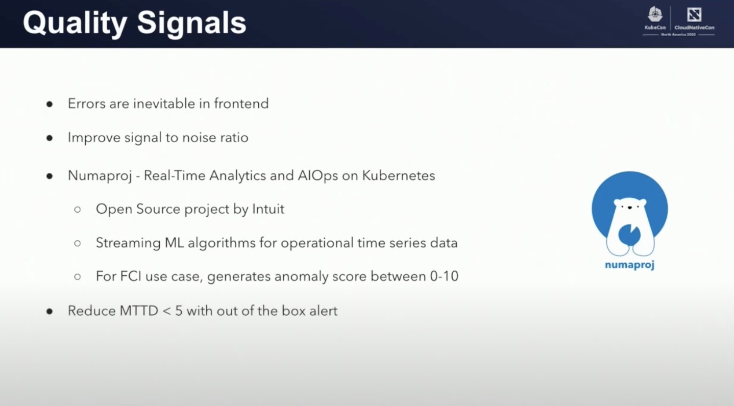 采用机器学习进行异常信息降噪(图片来自kubecon视频演讲截图)